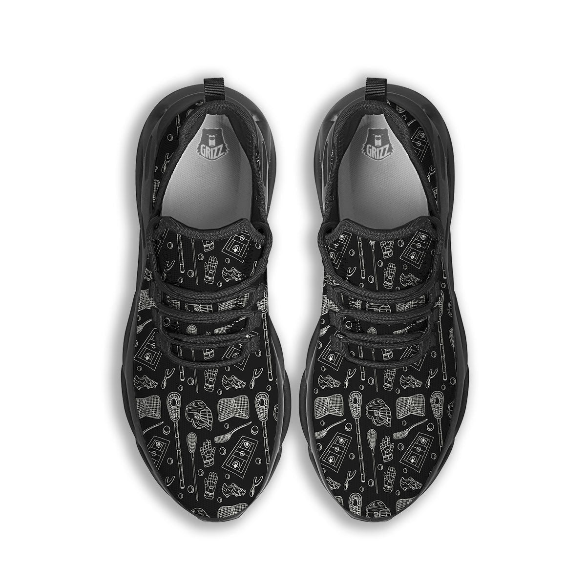 Equipment Lacrosse Print Pattern Black Running Shoes-grizzshop