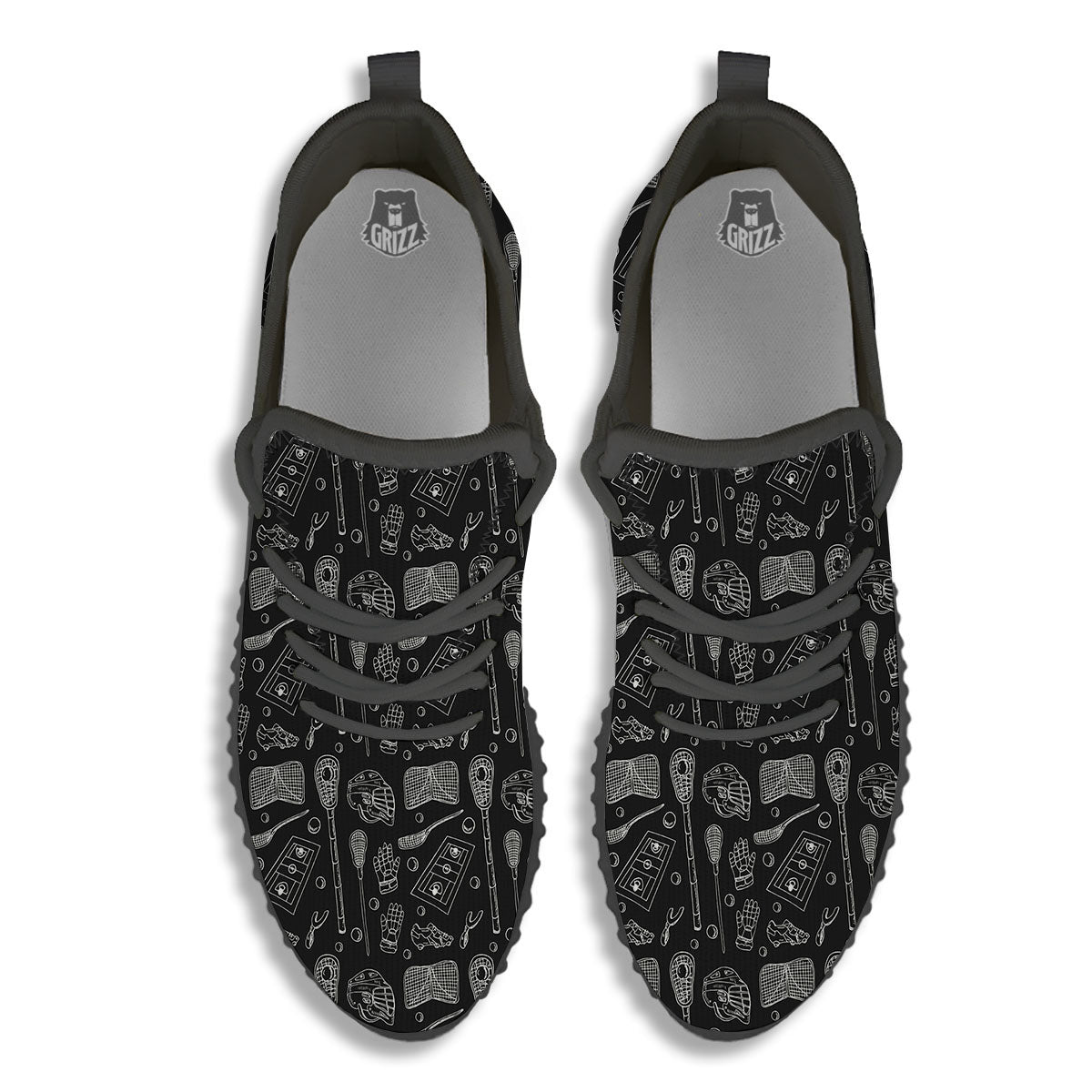 Equipment Lacrosse Print Pattern Black Walking Shoes-grizzshop