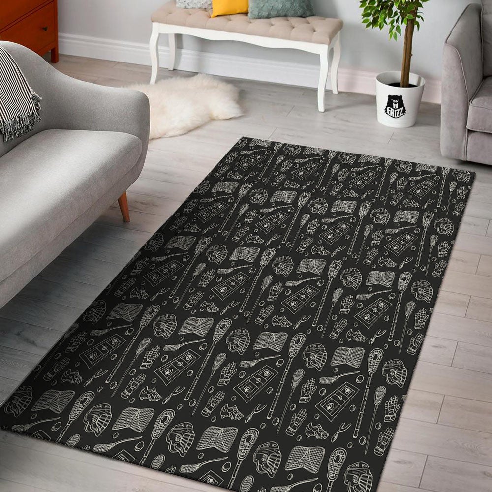 Equipment Lacrosse Print Pattern Floor Mat-grizzshop