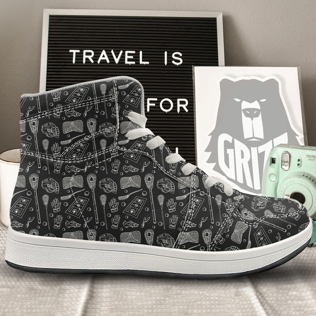 Equipment Lacrosse Print Pattern High Top Sneakers-grizzshop
