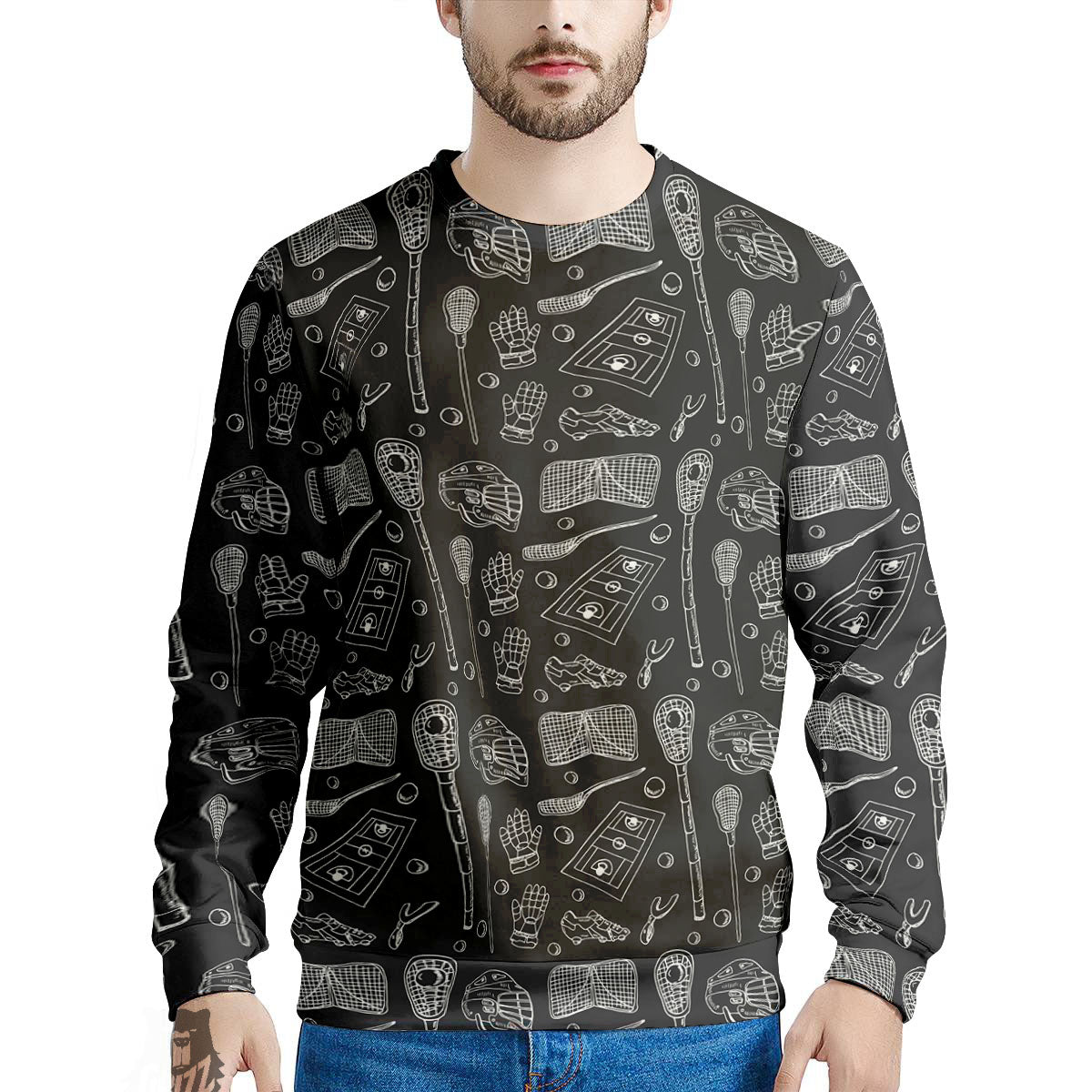 Equipment Lacrosse Print Pattern Men's Sweatshirt-grizzshop
