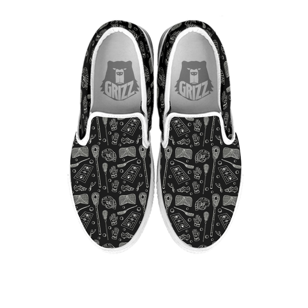 Equipment Lacrosse Print Pattern White Slip On Shoes-grizzshop