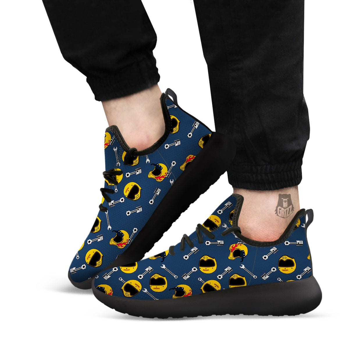 Equipment Motorcycle Print Pattern Black Athletic Shoes-grizzshop