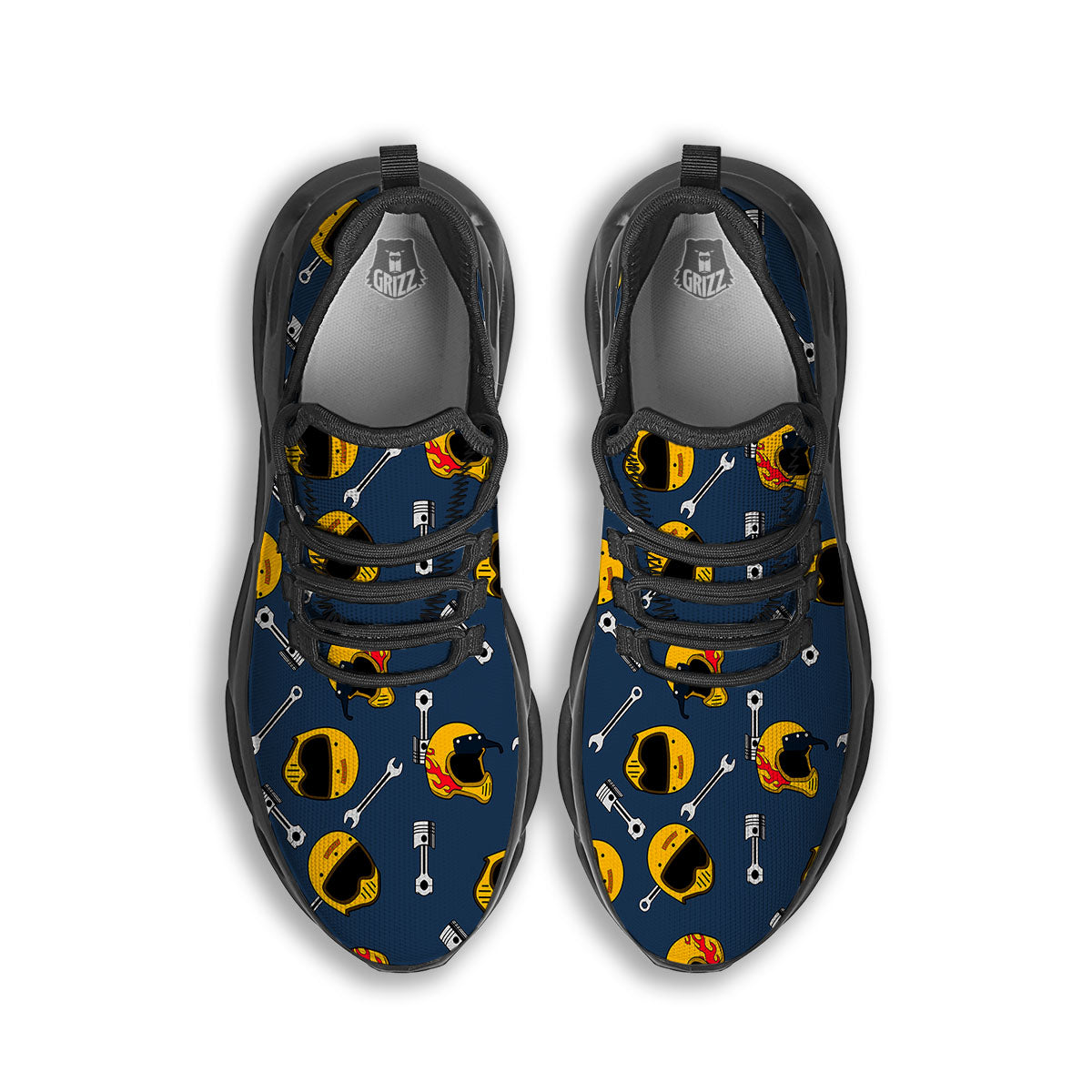 Equipment Motorcycle Print Pattern Black Running Shoes-grizzshop