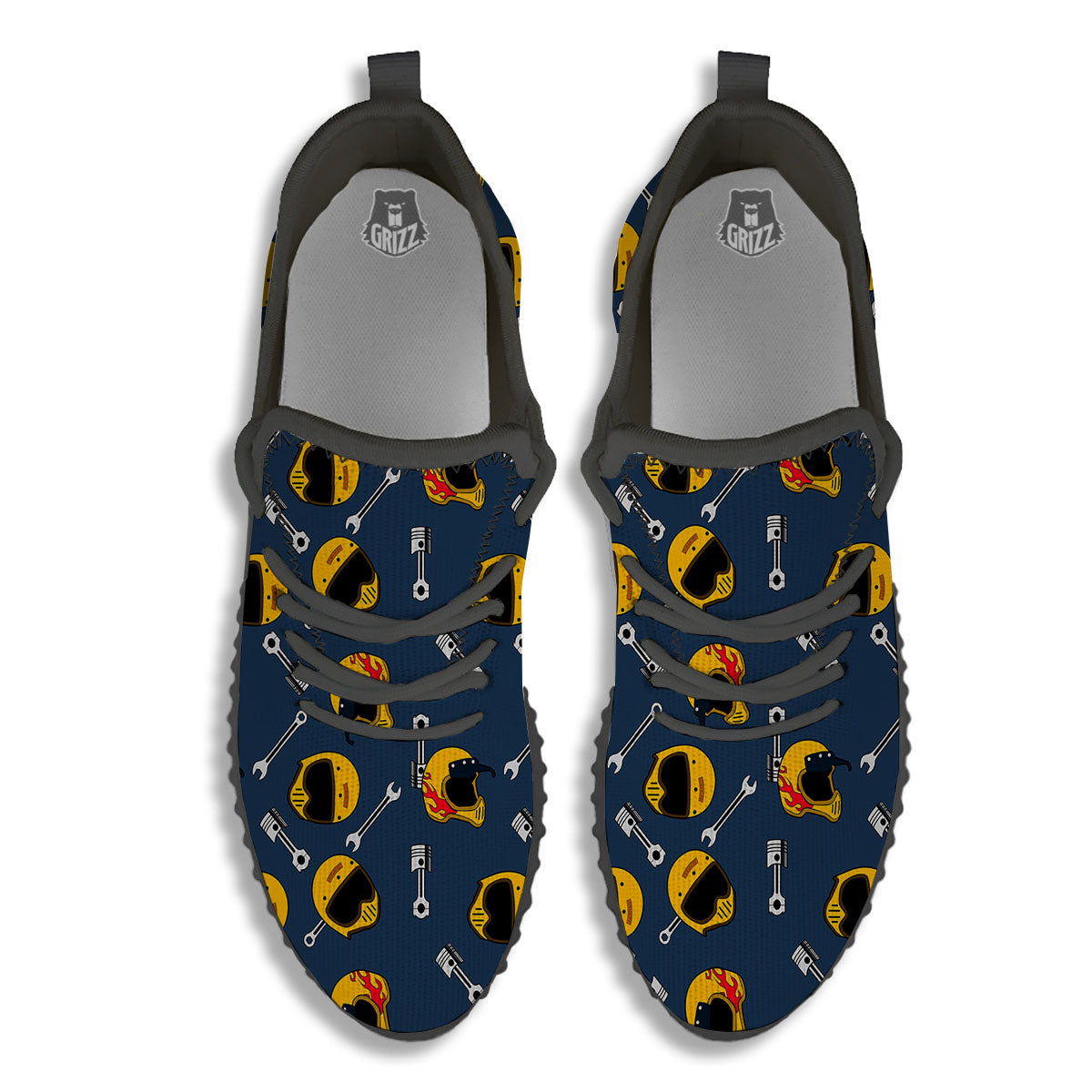 Equipment Motorcycle Print Pattern Black Walking Shoes-grizzshop