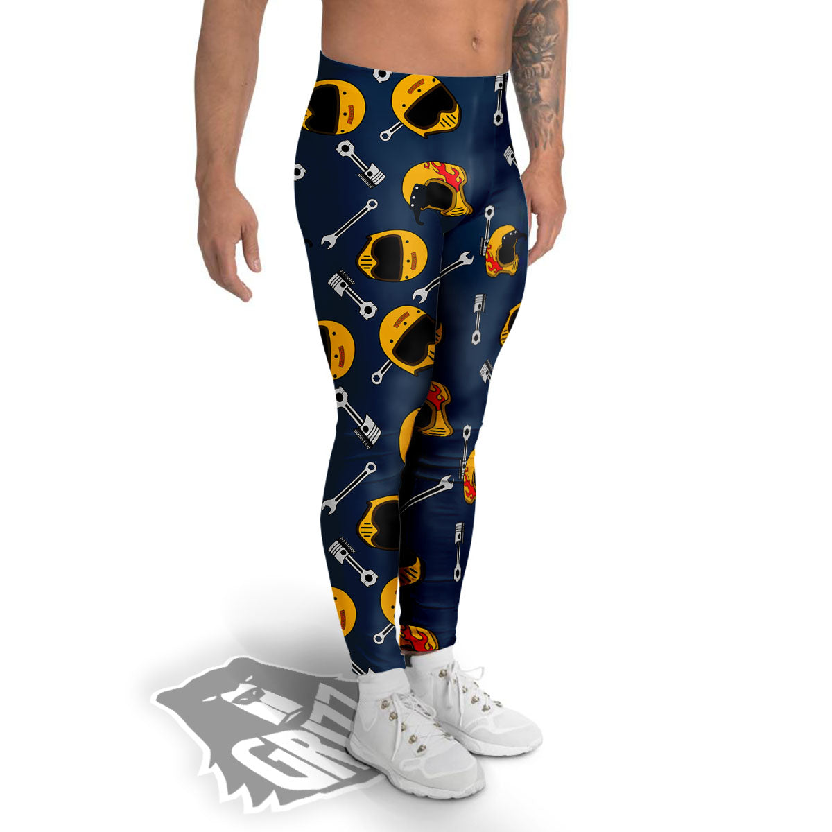 Equipment Motorcycle Print Pattern Men's Leggings-grizzshop