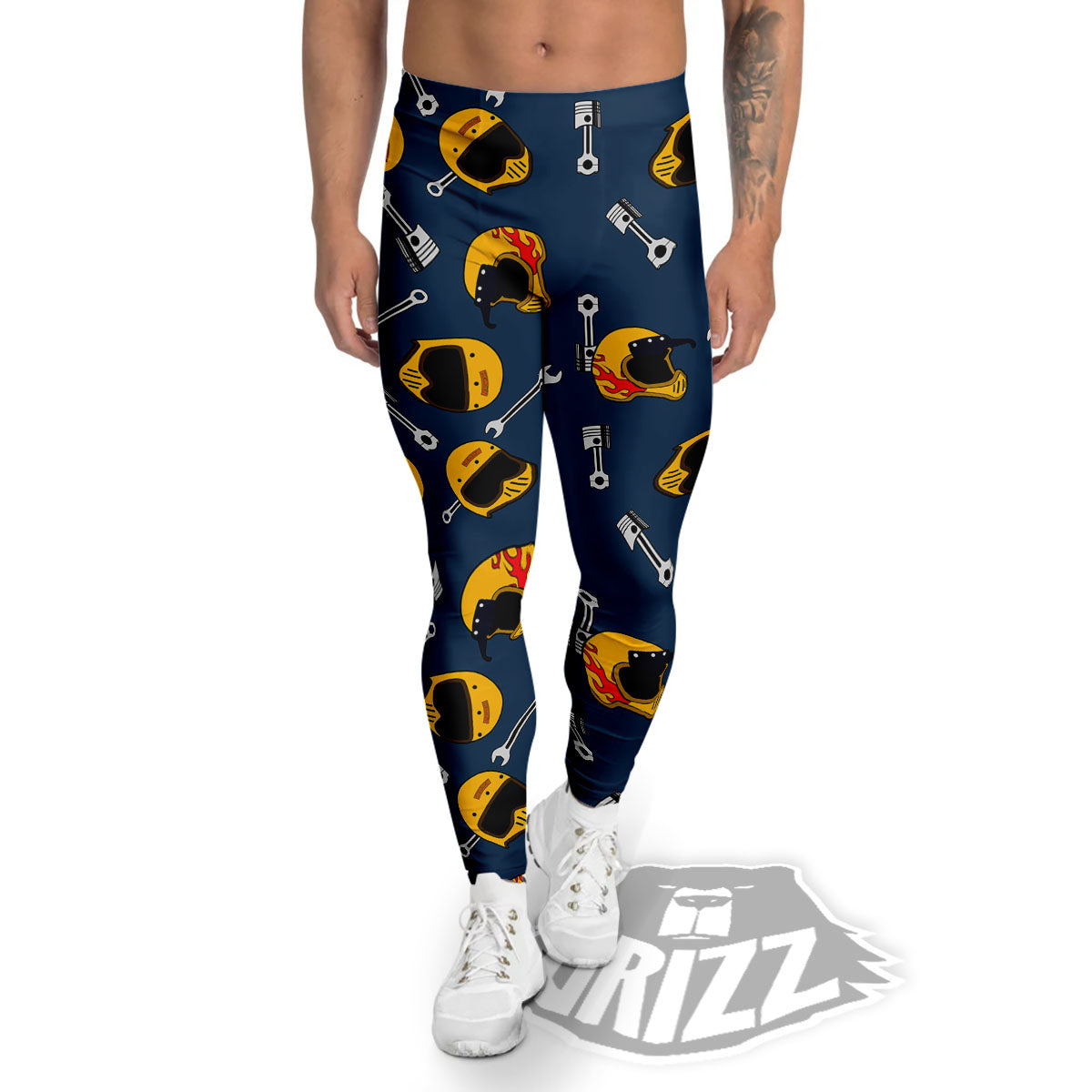 Equipment Motorcycle Print Pattern Men's Leggings-grizzshop