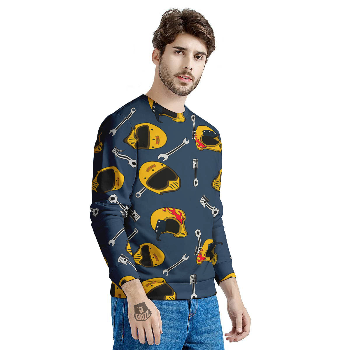 Equipment Motorcycle Print Pattern Men's Sweatshirt-grizzshop