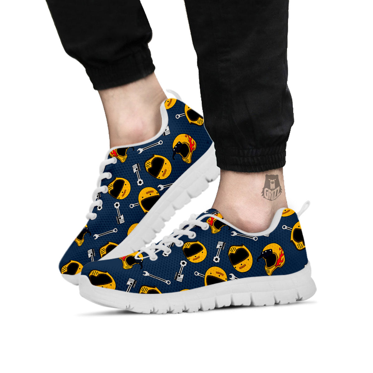 Equipment Motorcycle Print Pattern White Sneaker-grizzshop