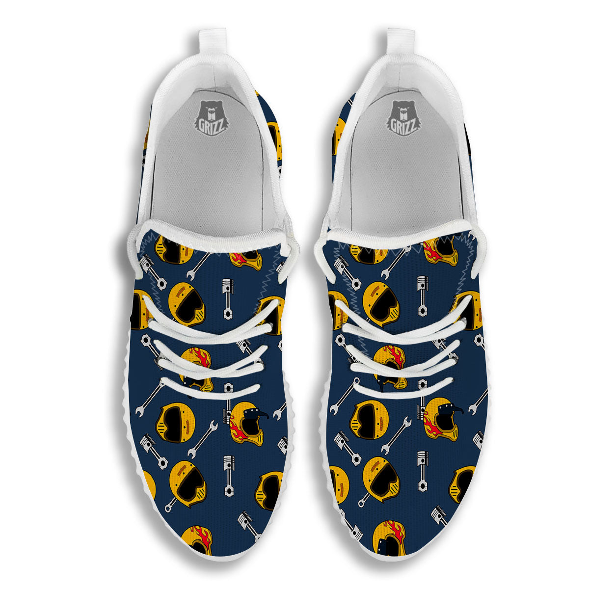 Equipment Motorcycle Print Pattern White Walking Shoes-grizzshop