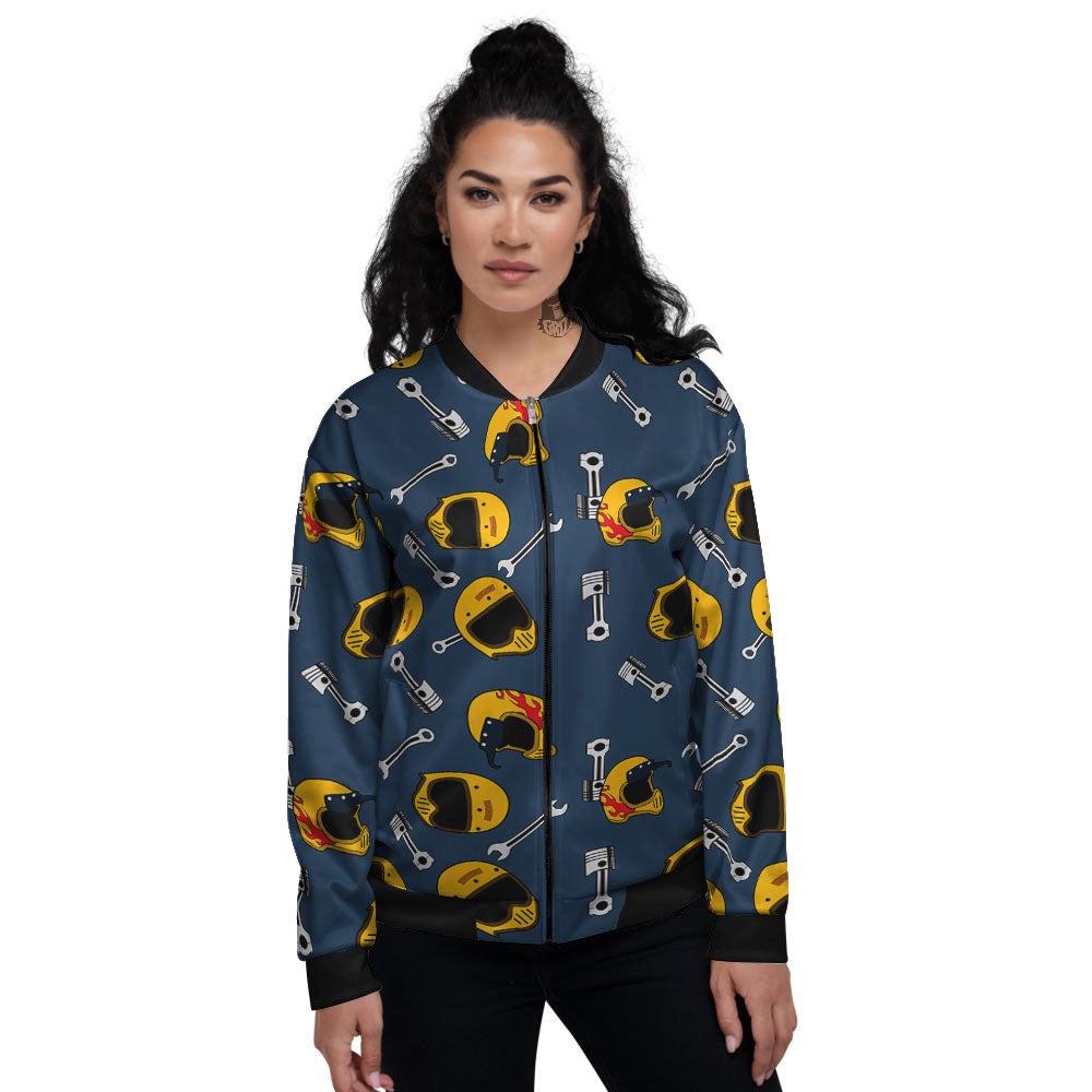 Equipment Motorcycle Print Pattern Women's Bomber Jacket-grizzshop