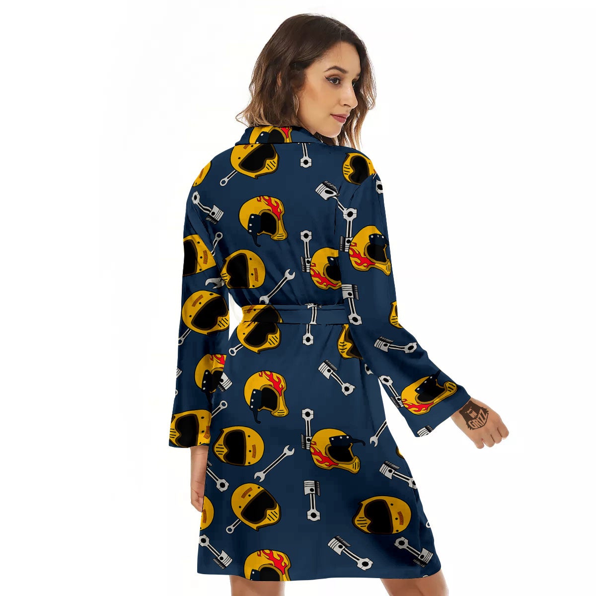 Equipment Motorcycle Print Pattern Women's Robe-grizzshop