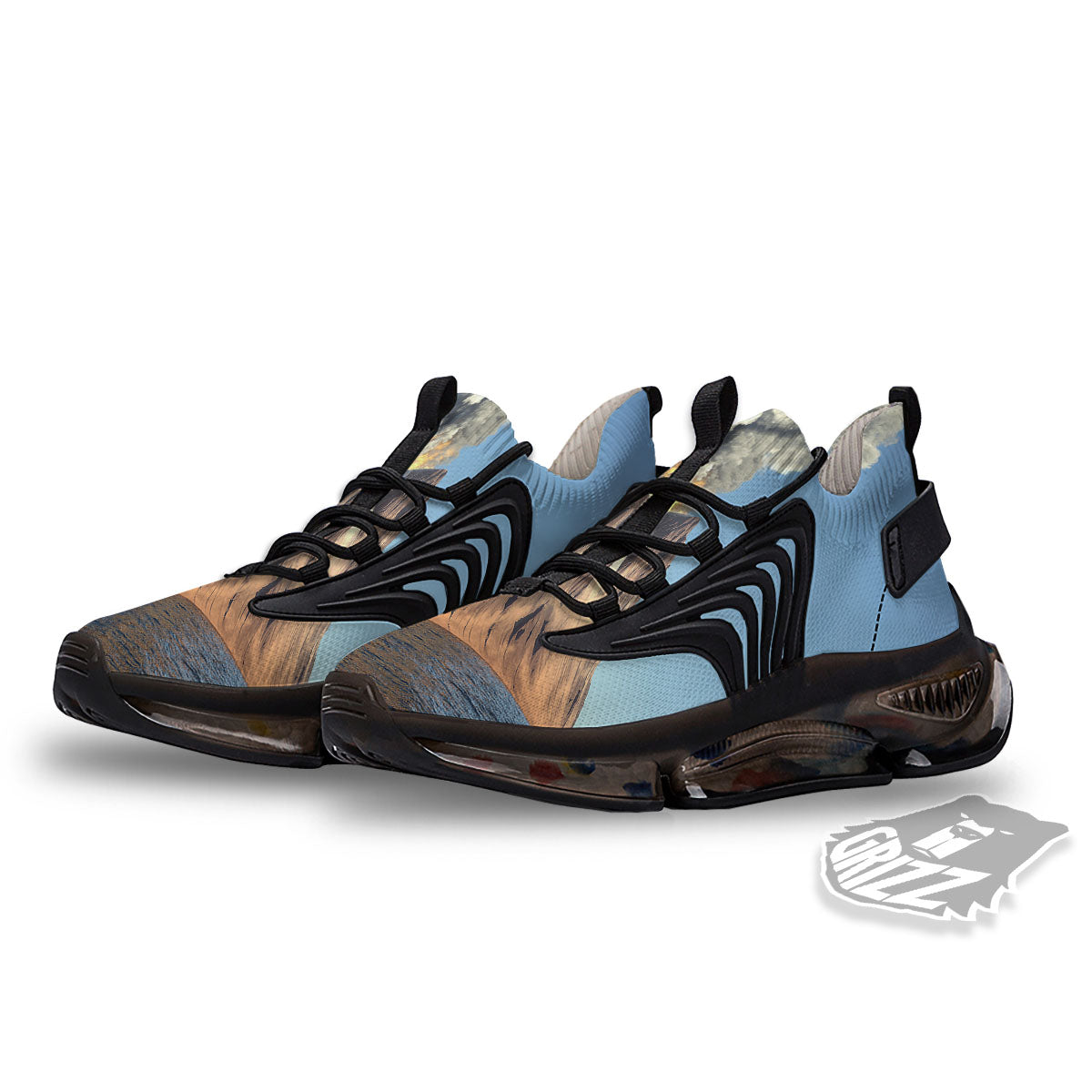 Eruption Volcano Print Black Gym Shoes-grizzshop
