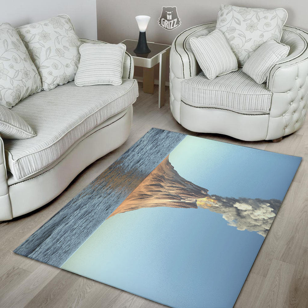 Eruption Volcano Print Floor Mat-grizzshop