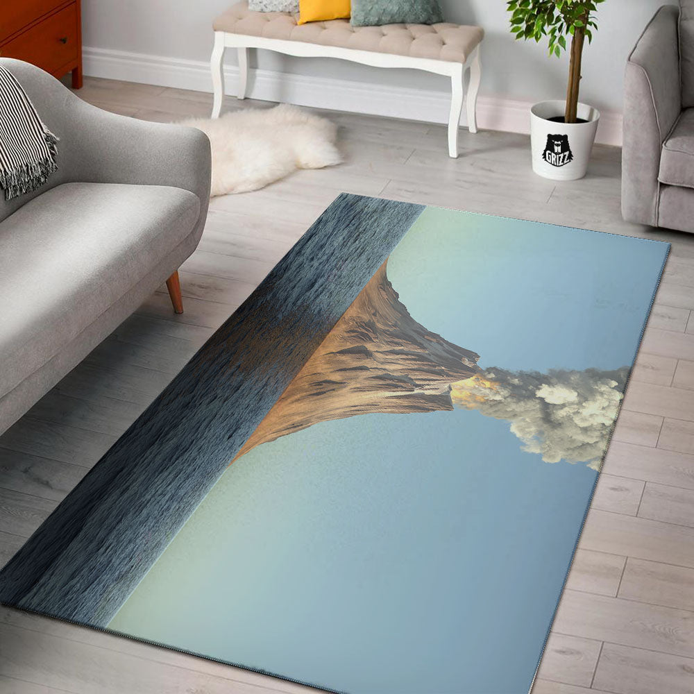 Eruption Volcano Print Floor Mat-grizzshop