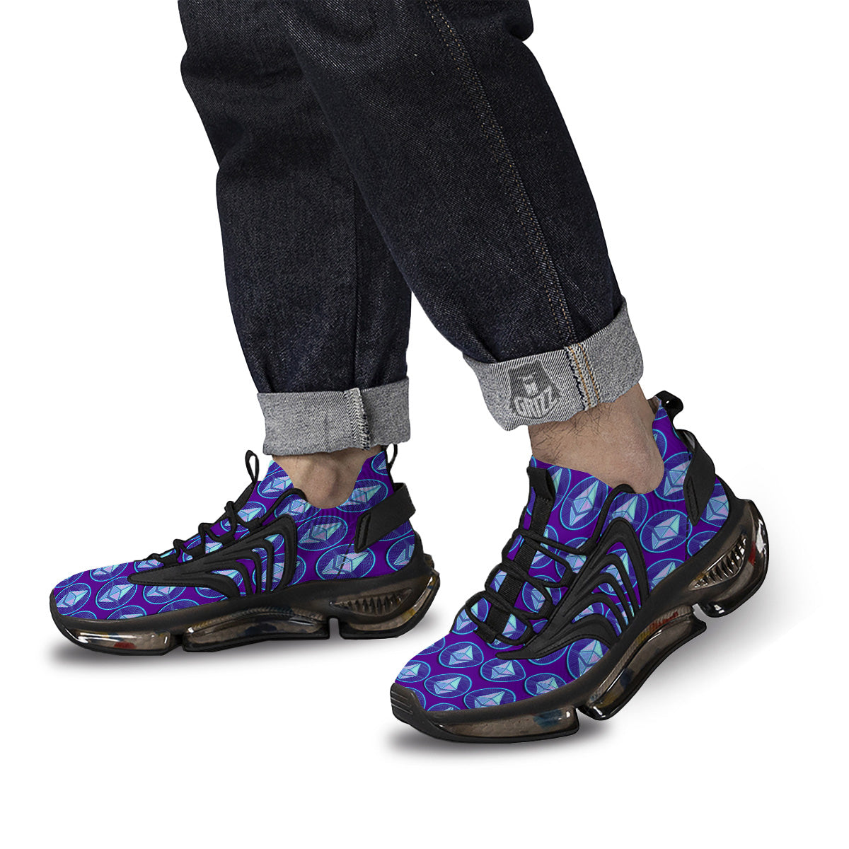 Ethereum Cryptocurrency Print Pattern Black Gym Shoes-grizzshop