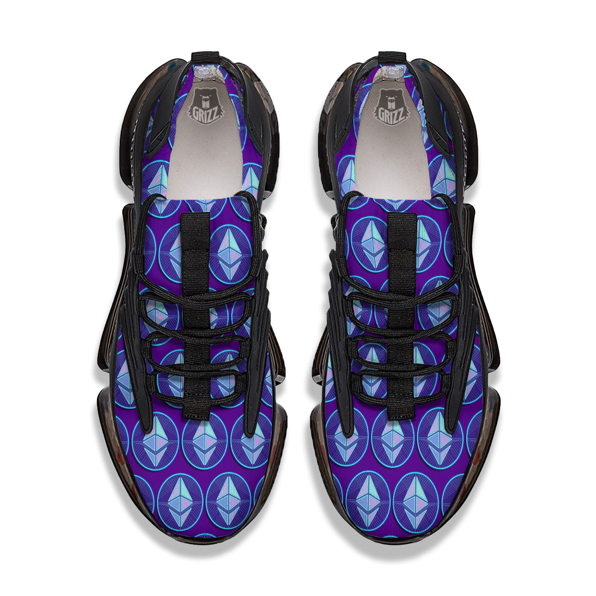 Ethereum Cryptocurrency Print Pattern Black Gym Shoes-grizzshop