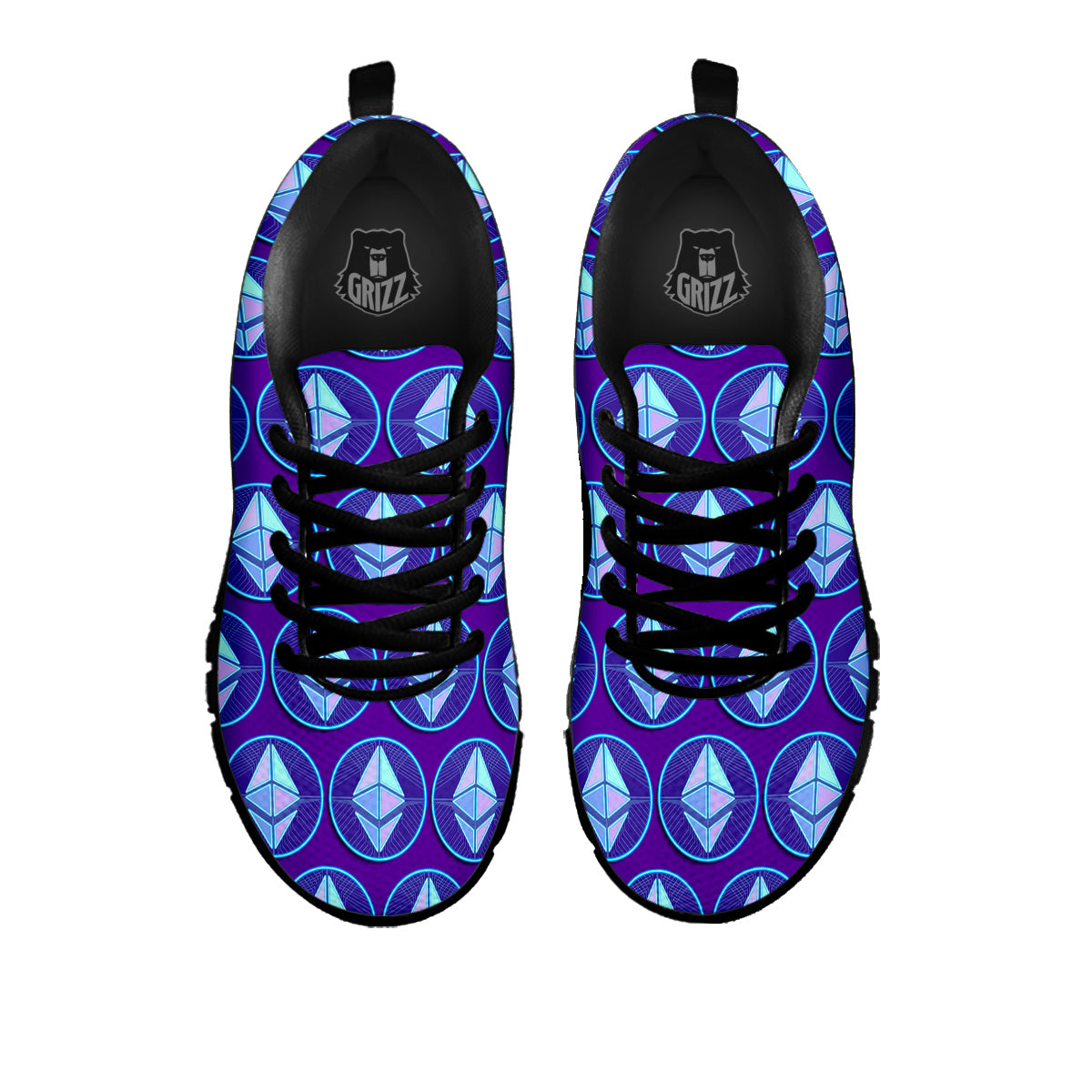 Ethereum Cryptocurrency Print Pattern Black Sneaker-grizzshop