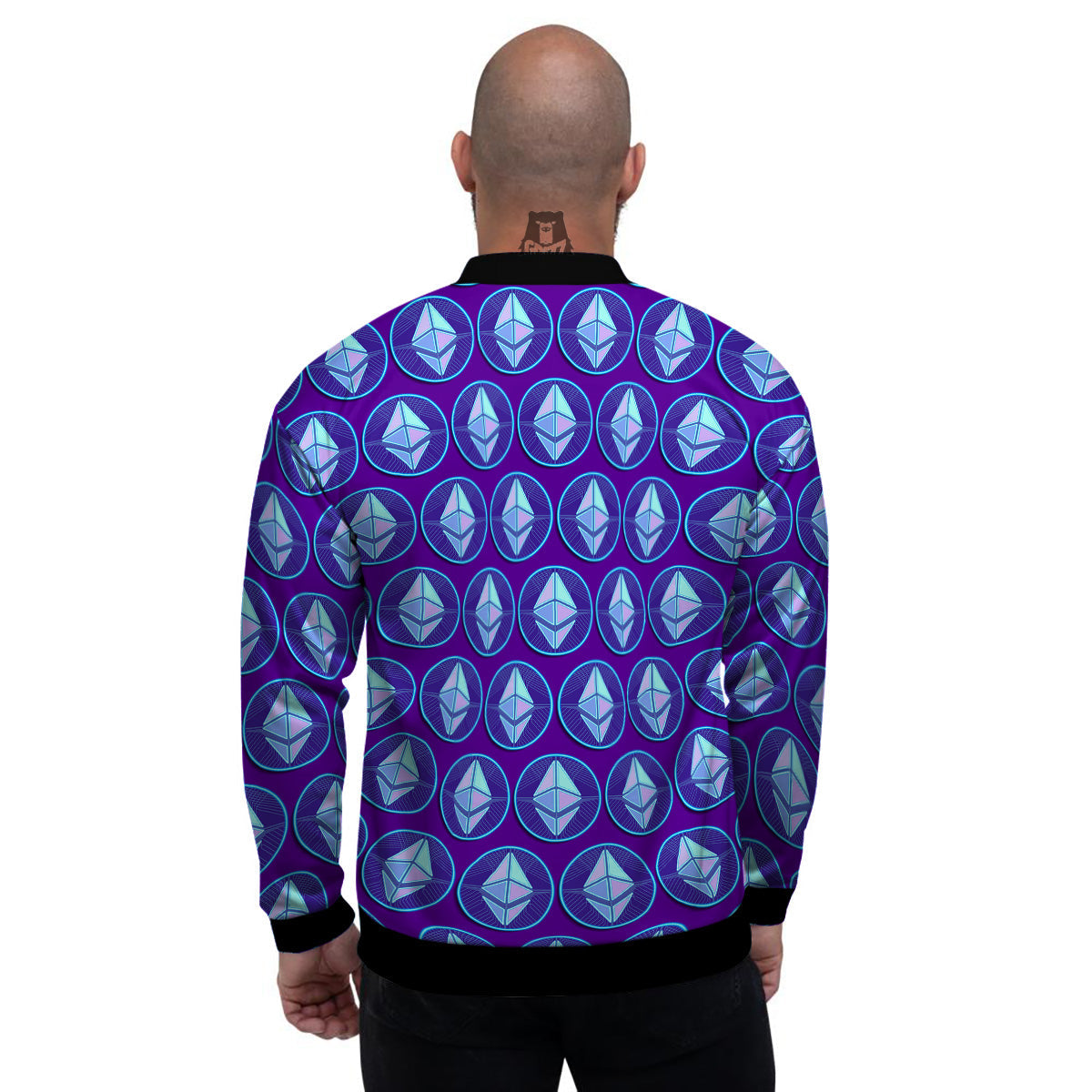 Ethereum Cryptocurrency Print Pattern Men's Bomber Jacket-grizzshop