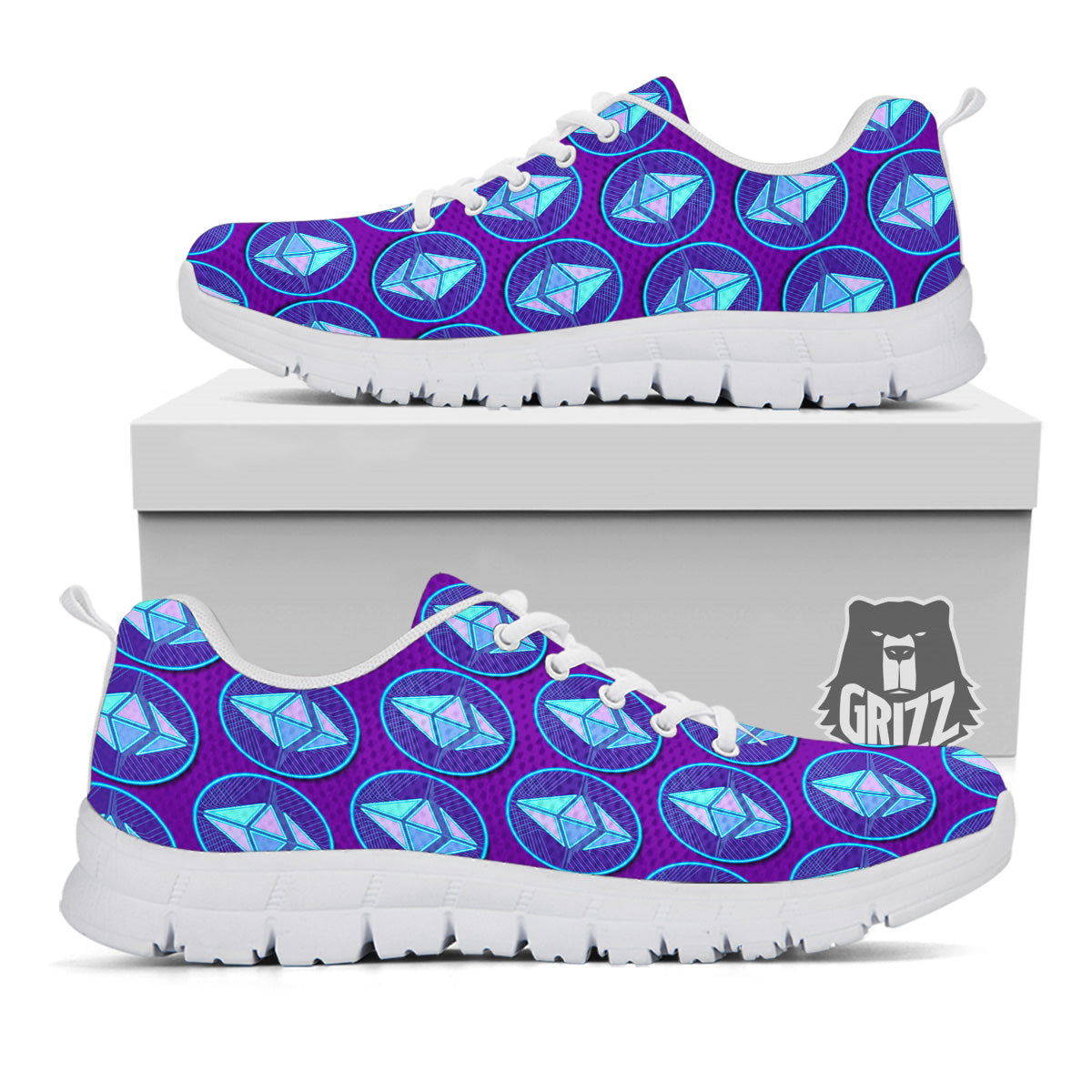 Ethereum Cryptocurrency Print Pattern White Sneaker-grizzshop