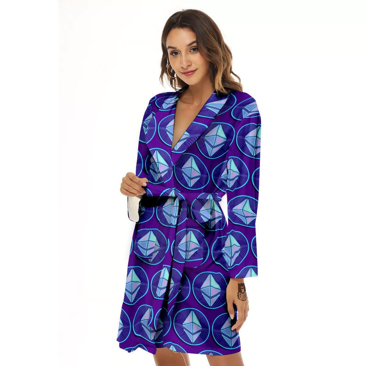 Ethereum Cryptocurrency Print Pattern Women's Robe-grizzshop