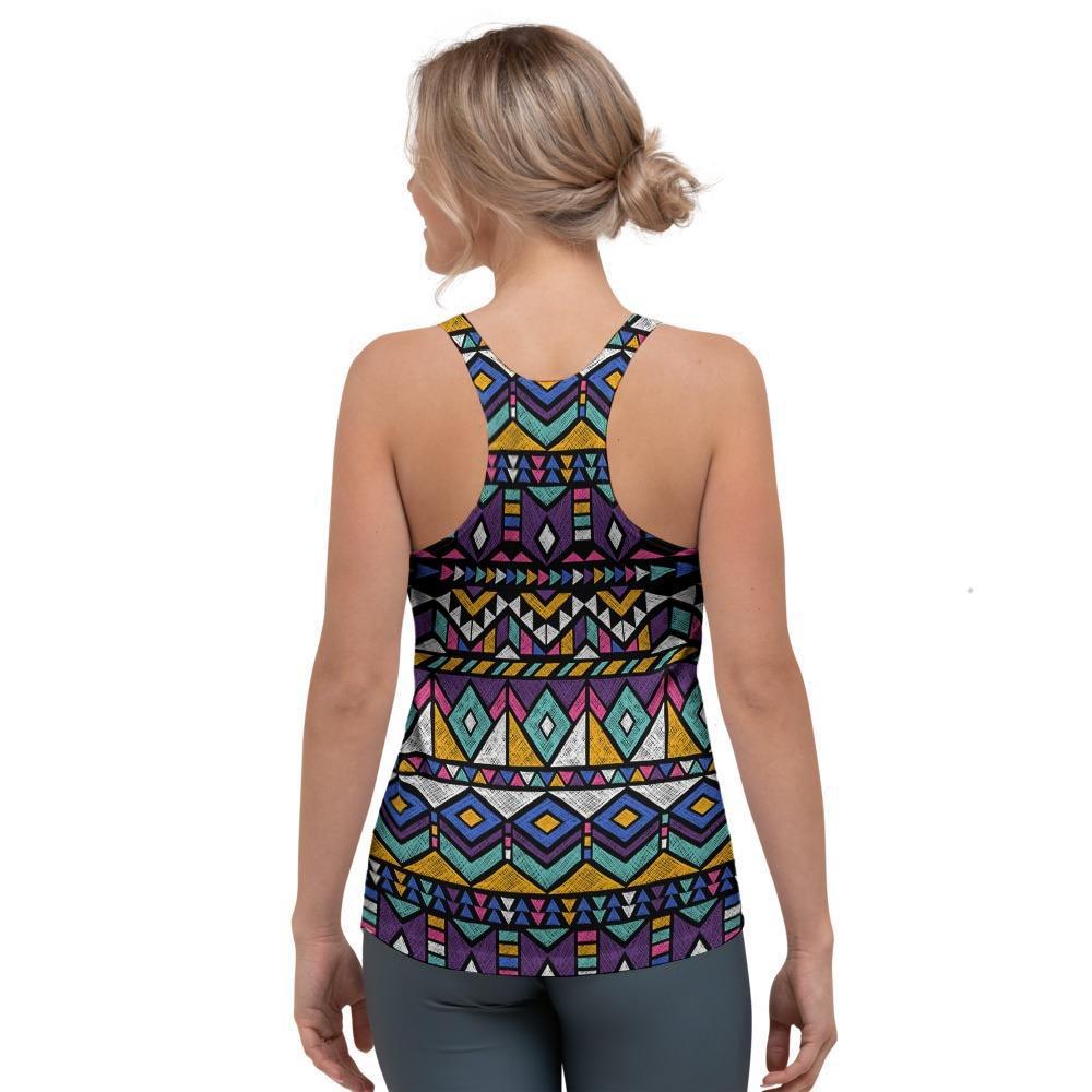 Ethic Aztec Geometric Art Print Women's Racerback Tank Top-grizzshop