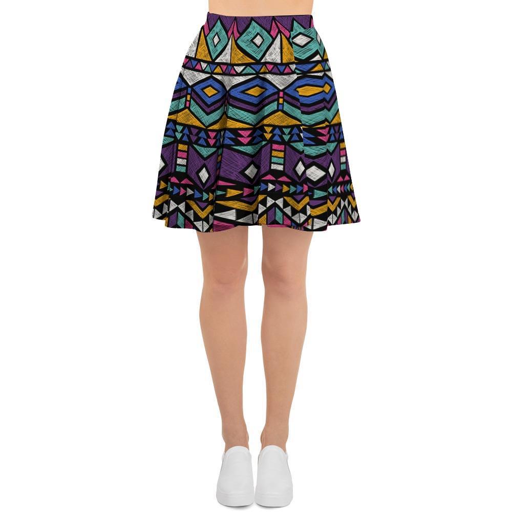 Ethic Aztec Geometric Art Print Women's Skirt-grizzshop