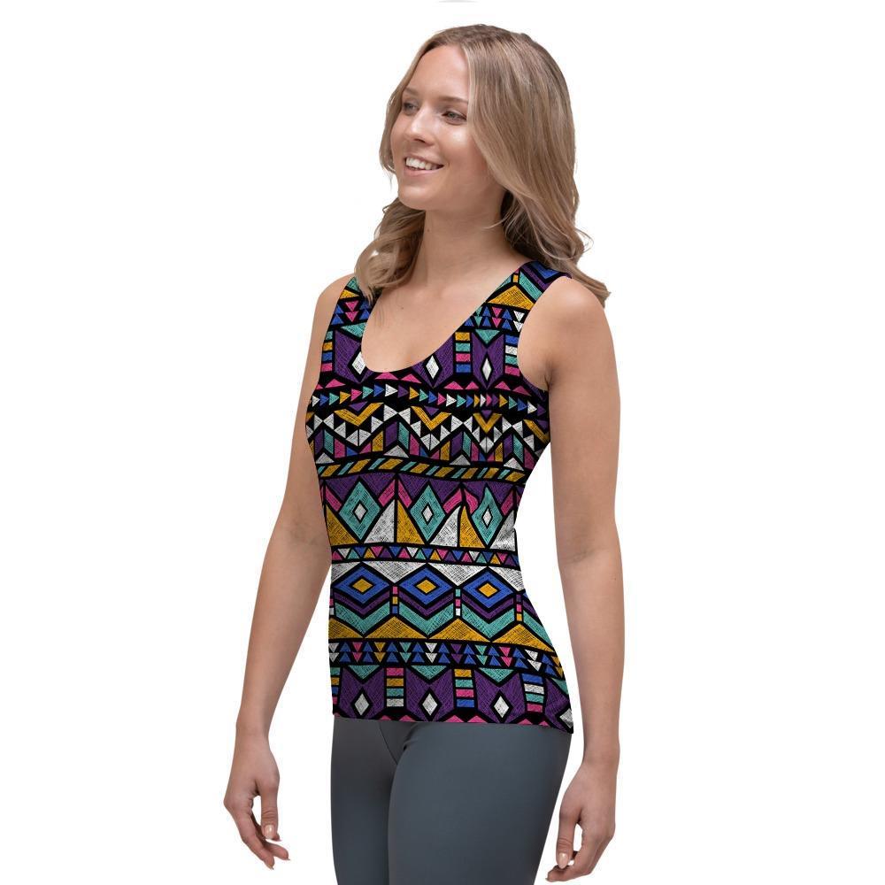 Ethic Aztec Geometric Art Print Women's Tank Top-grizzshop