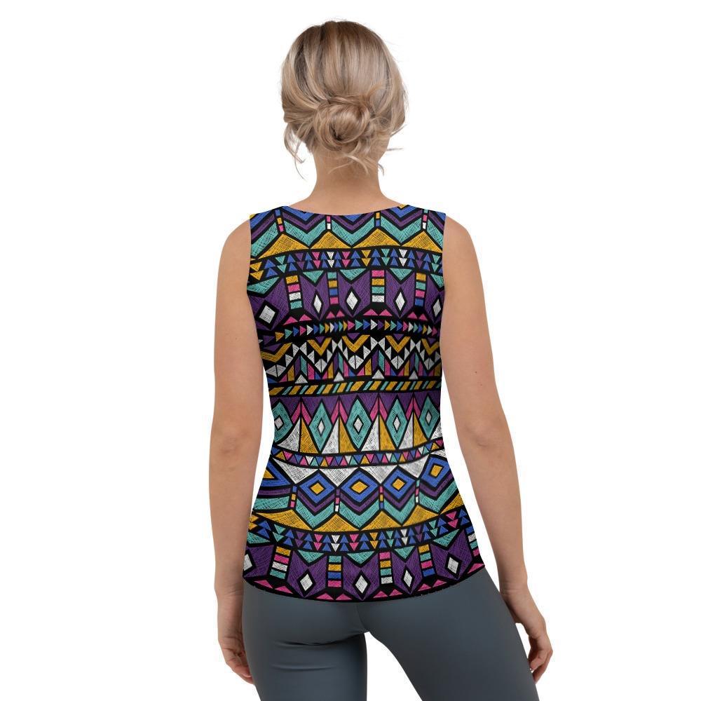 Ethic Aztec Geometric Art Print Women's Tank Top-grizzshop