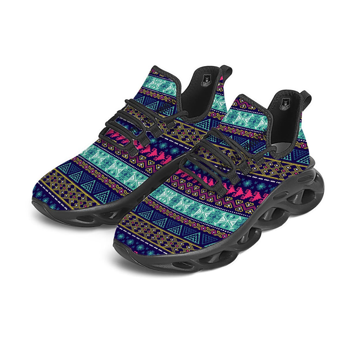 Ethic Aztec Print Black Running Shoes-grizzshop
