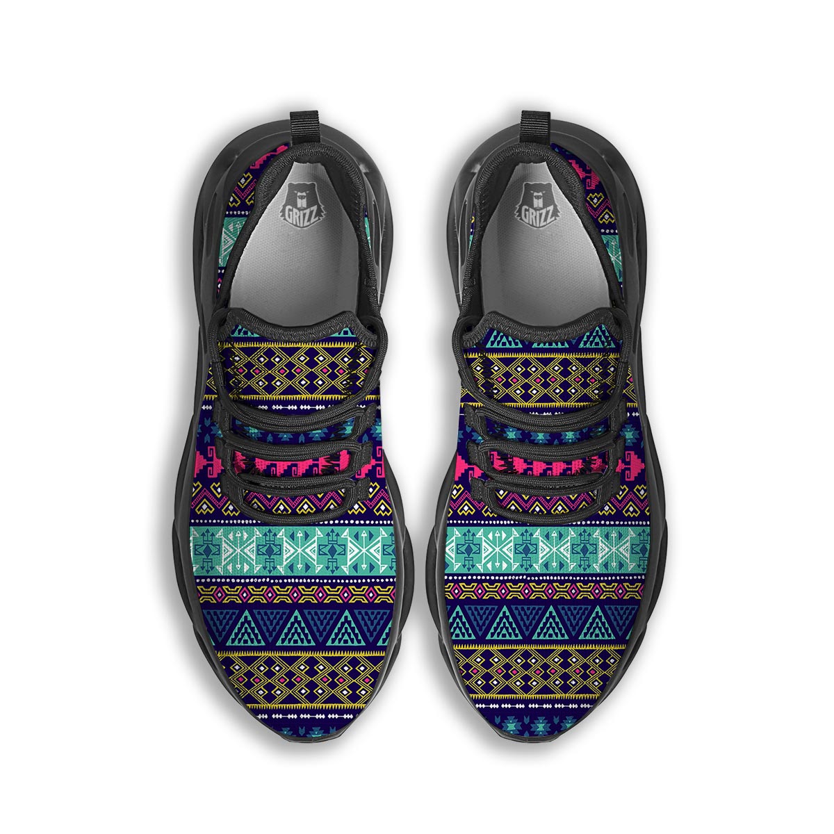 Ethic Aztec Print Black Running Shoes-grizzshop