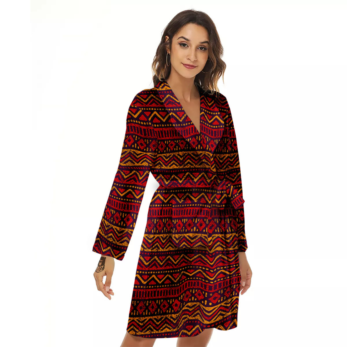 Ethnic African Print Pattern Women's Robe-grizzshop