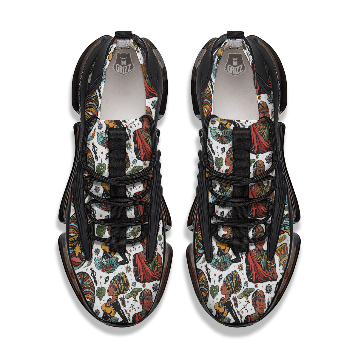Ethnic Afro African Print Pattern Black Gym Shoes-grizzshop