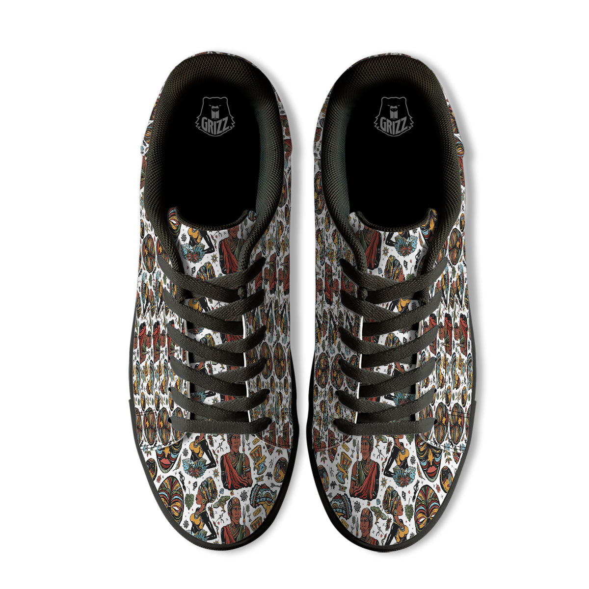 Ethnic Afro African Print Pattern Black Low Top Sneakers-grizzshop