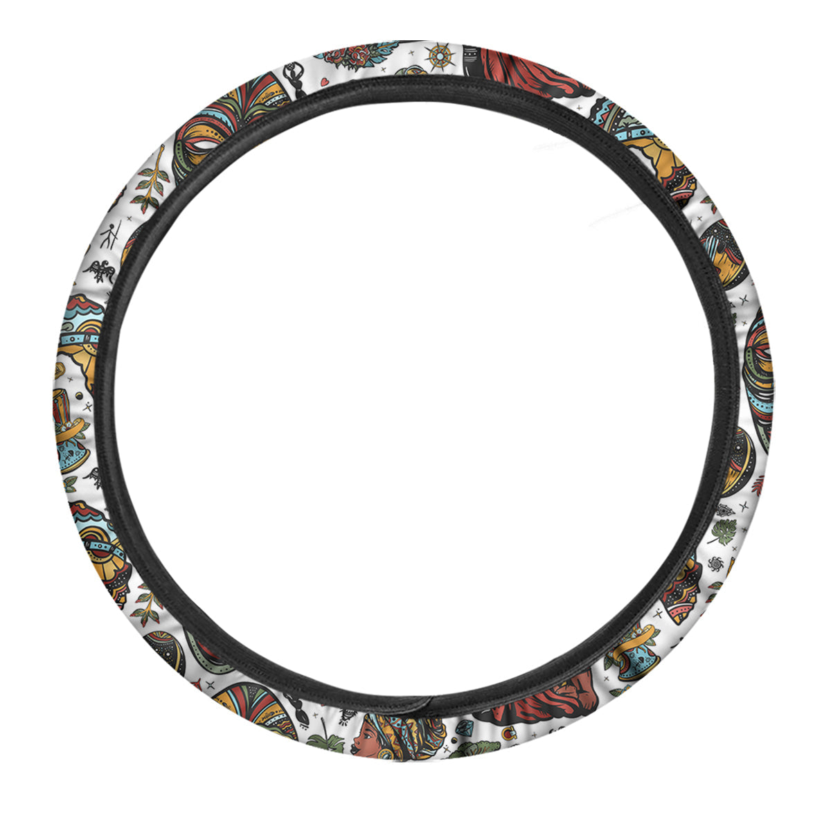 Ethnic Afro African Print Pattern Car Steering Wheel Cover-grizzshop