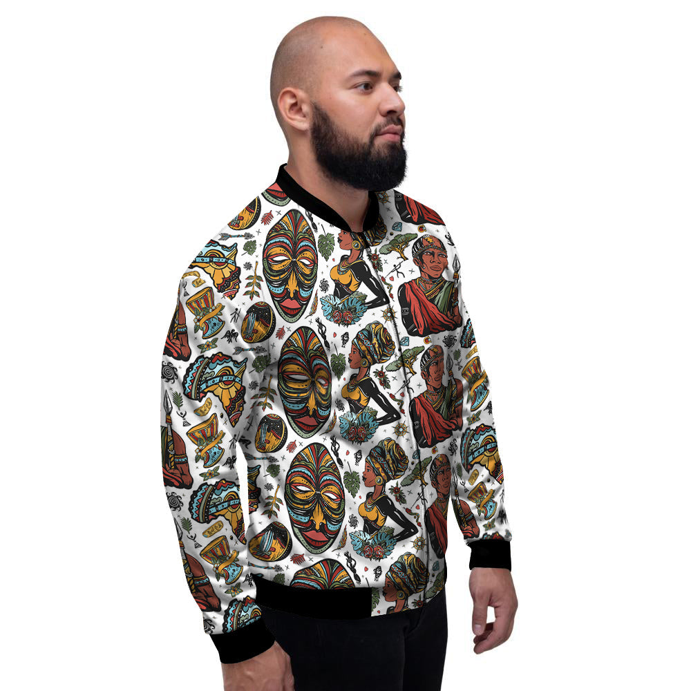 Ethnic Afro African Print Pattern Men's Bomber Jacket-grizzshop