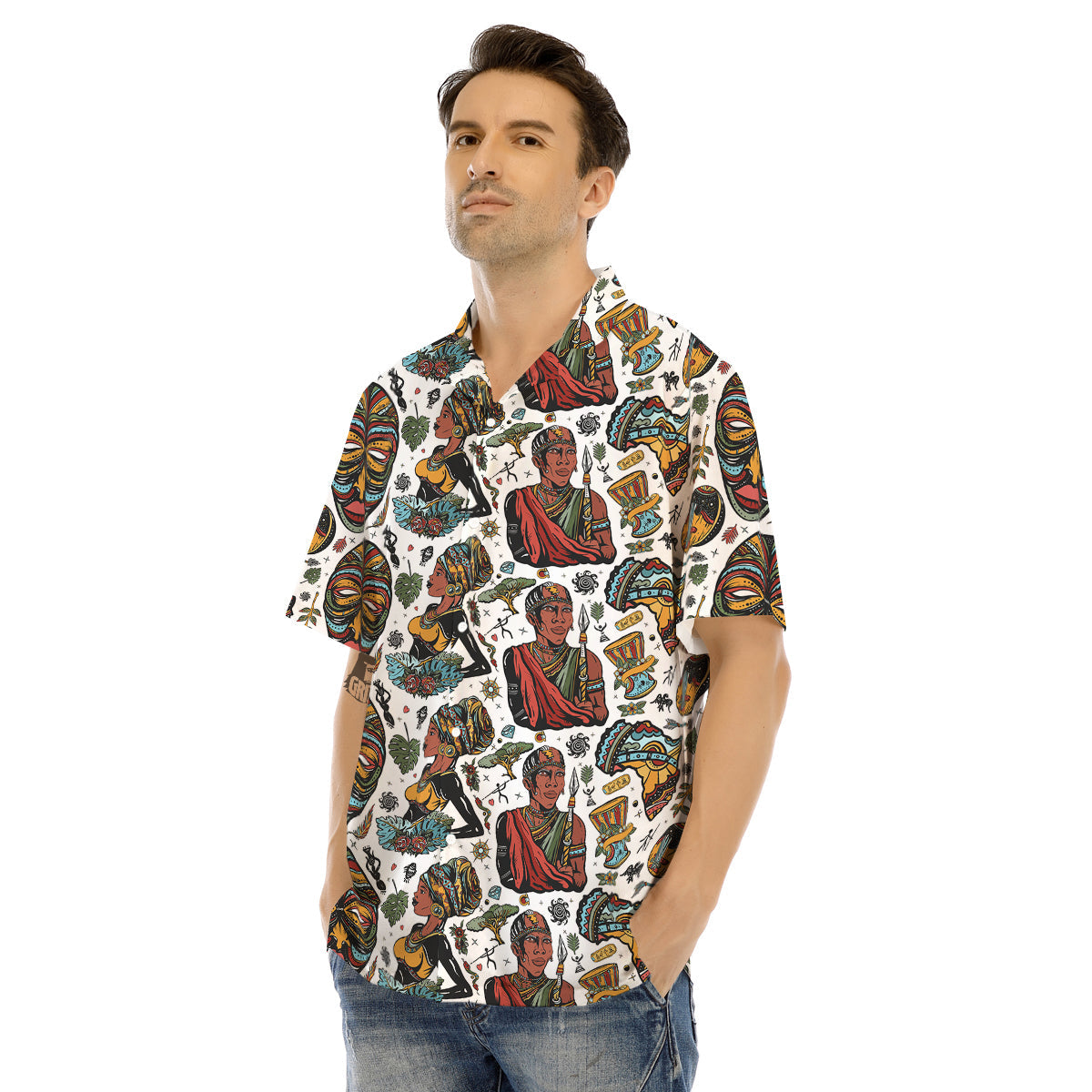 Ethnic Afro African Print Pattern Men's Hawaiian Shirt-grizzshop