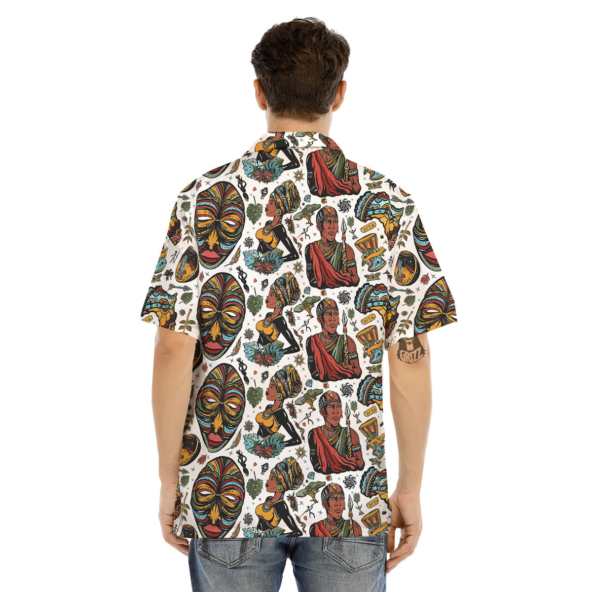 Ethnic Afro African Print Pattern Men's Hawaiian Shirt-grizzshop