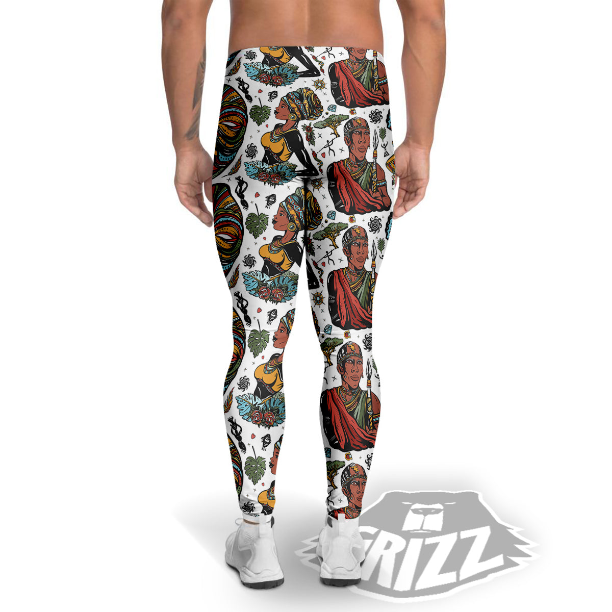 Ethnic Afro African Print Pattern Men's Leggings-grizzshop