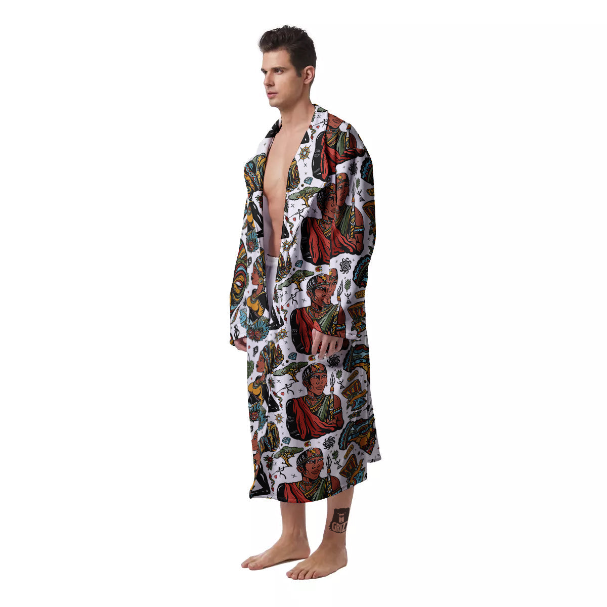 Ethnic Afro African Print Pattern Men's Robe-grizzshop