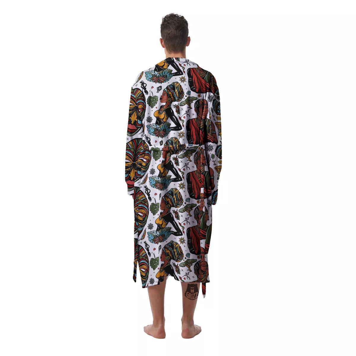 Ethnic Afro African Print Pattern Men's Robe-grizzshop