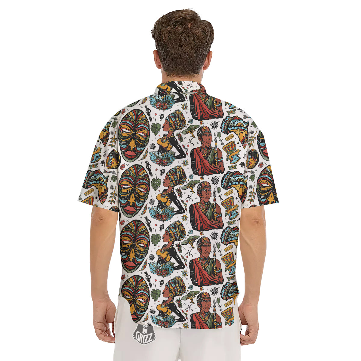 Ethnic Afro African Print Pattern Men's Short Sleeve Shirts-grizzshop
