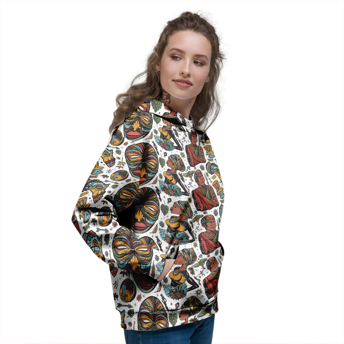 Ethnic Afro African Print Pattern Women's Hoodie-grizzshop