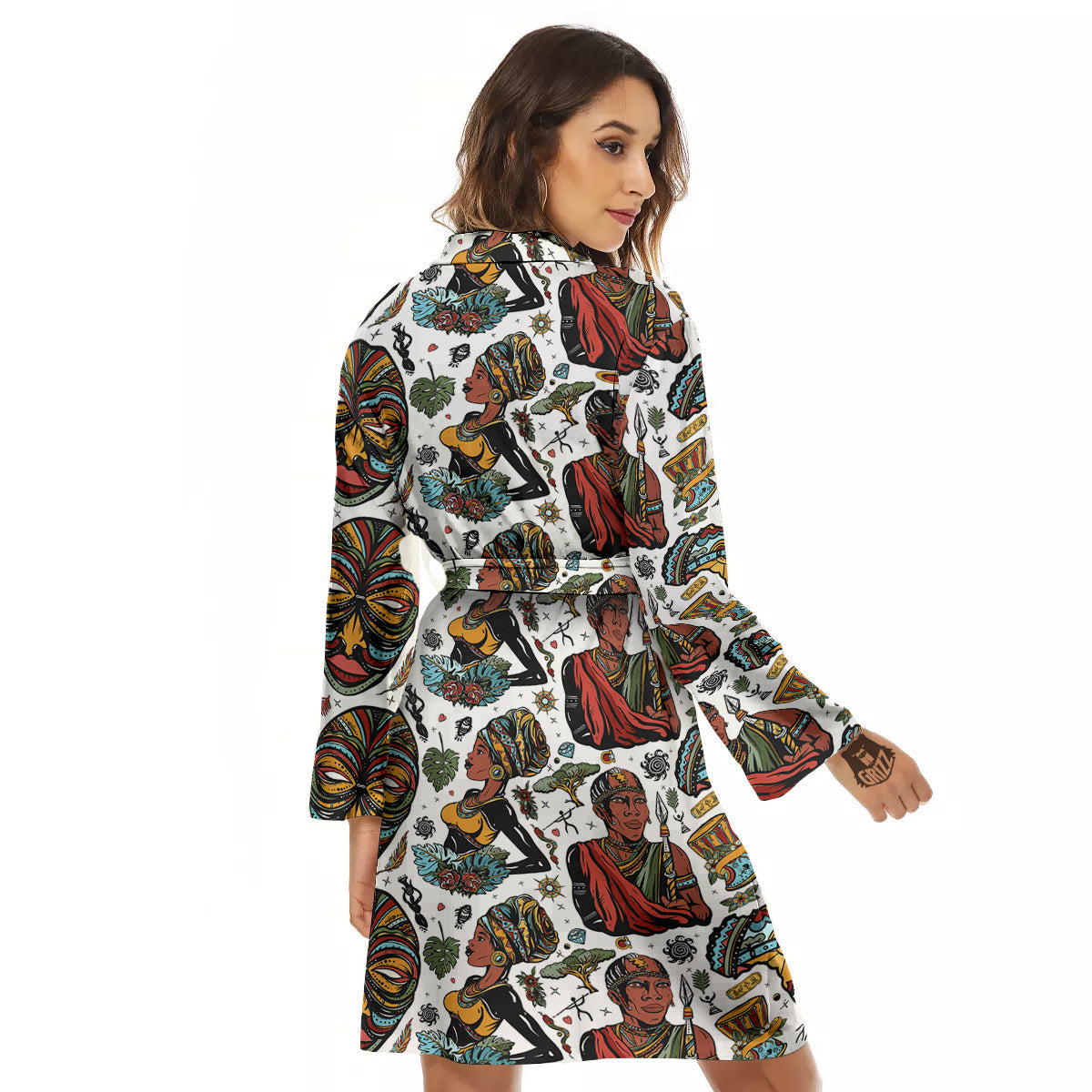 Ethnic Afro African Print Pattern Women's Robe-grizzshop