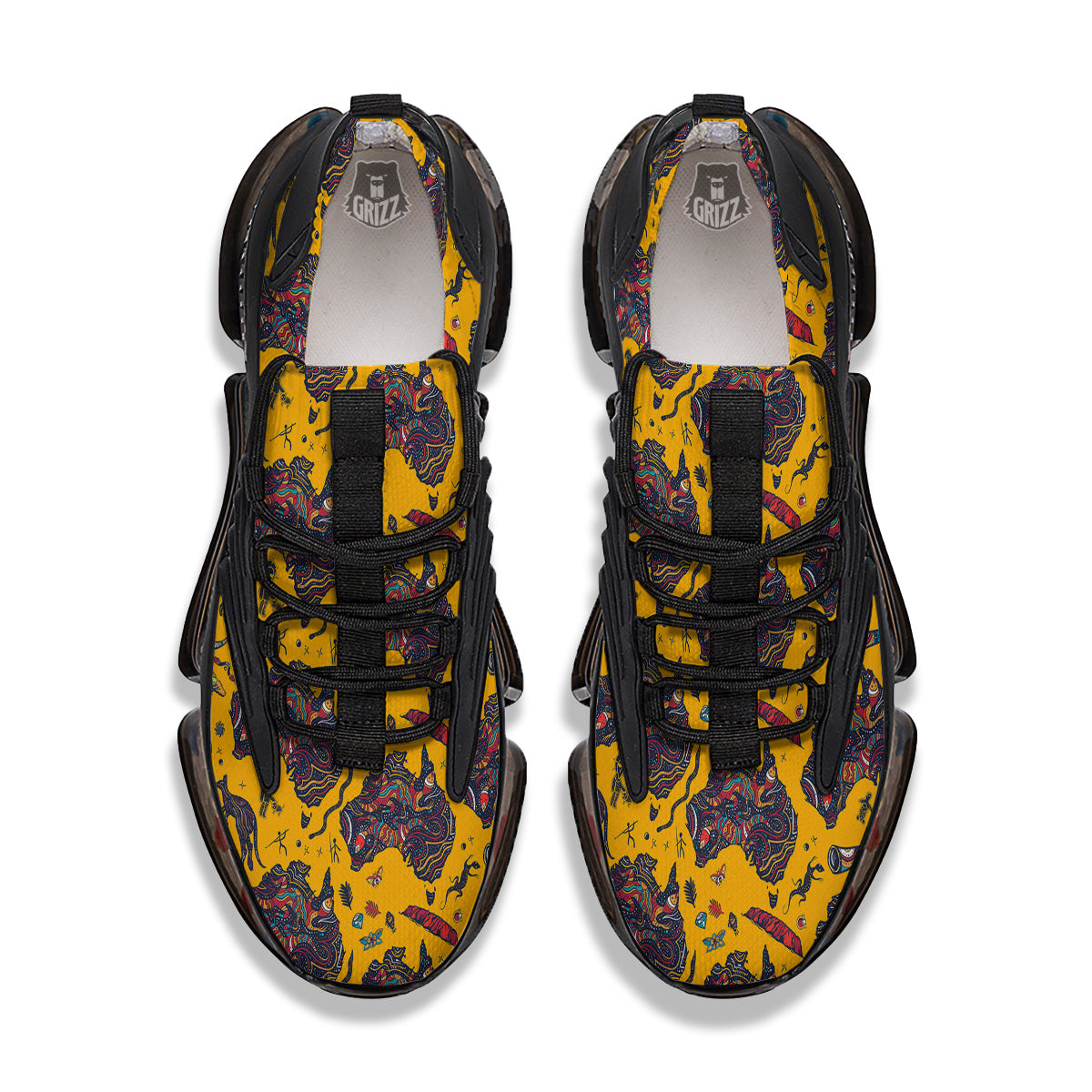 Ethnic Australian Map Tattoo Print Pattern Black Gym Shoes-grizzshop