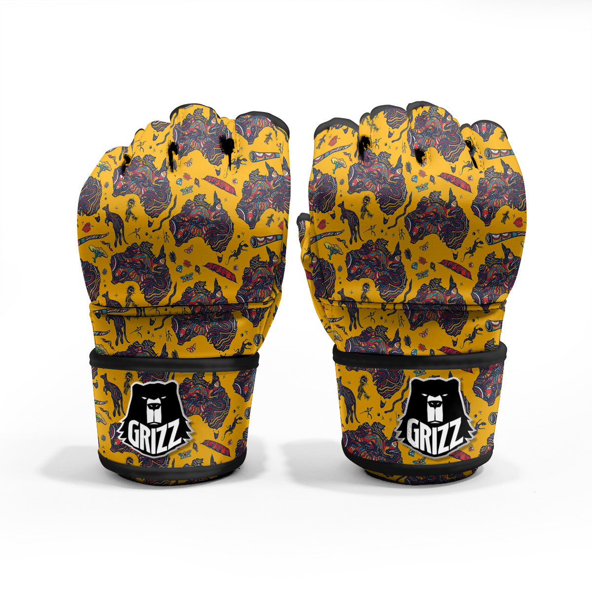 Ethnic Australian Map Tattoo Print Pattern MMA Gloves-grizzshop