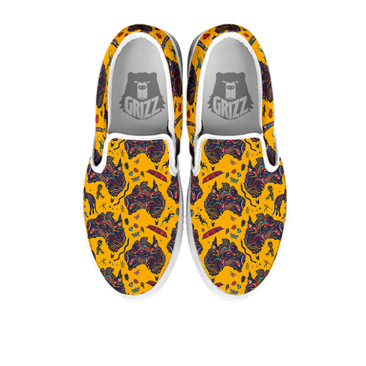 Ethnic Australian Map Tattoo Print Pattern White Slip On Shoes-grizzshop