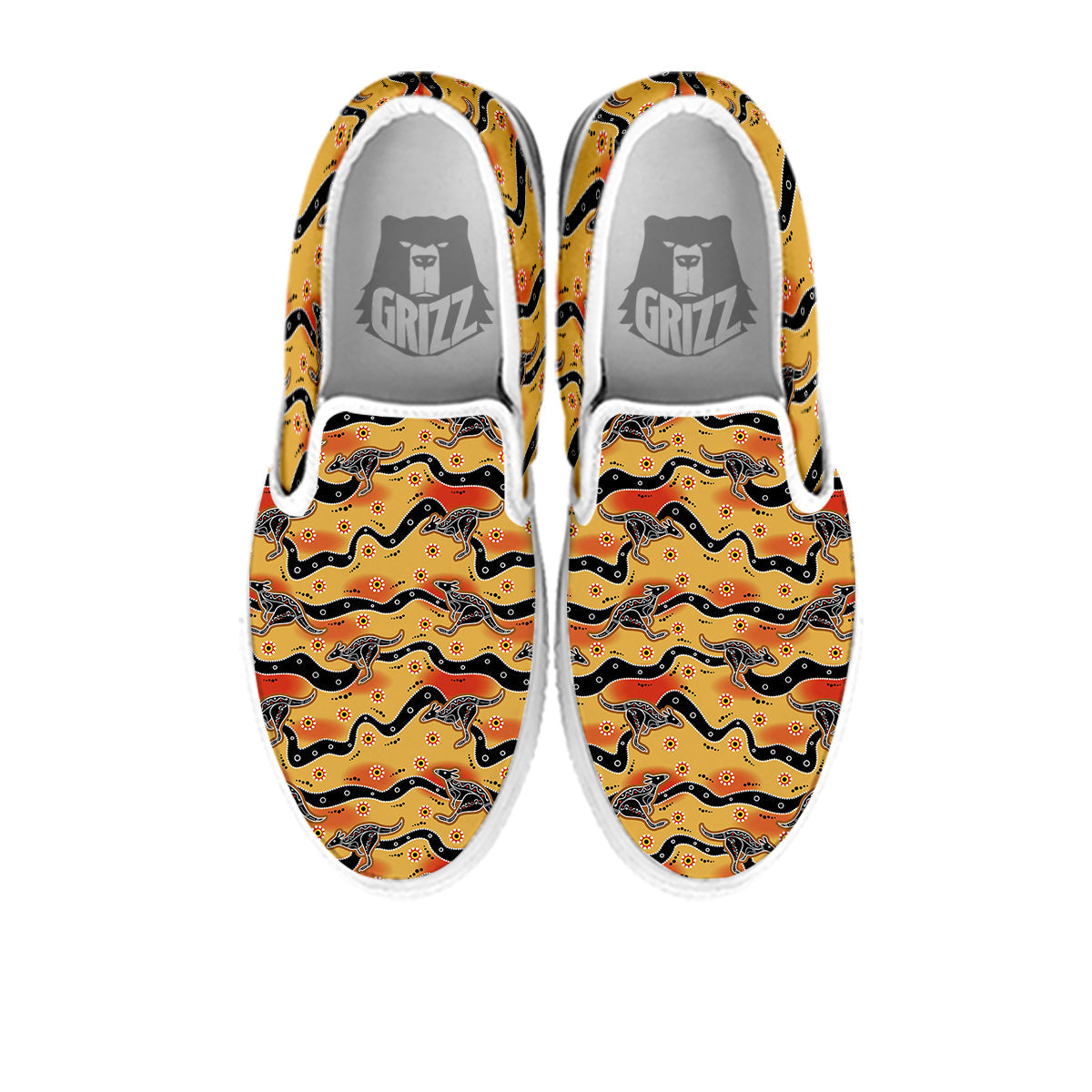 Ethnic Australian Print Pattern White Slip On Shoes-grizzshop