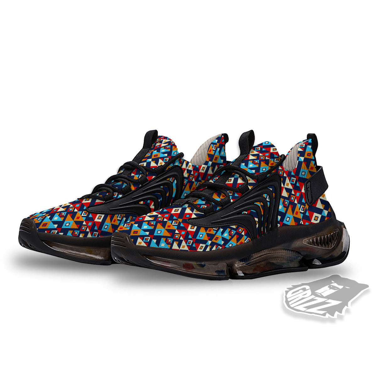 Ethnic Boho Colorful Print Pattern Black Gym Shoes-grizzshop