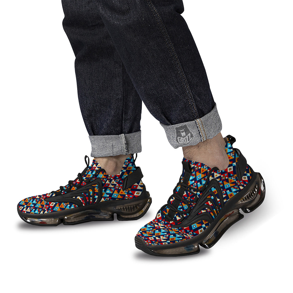 Ethnic Boho Colorful Print Pattern Black Gym Shoes-grizzshop